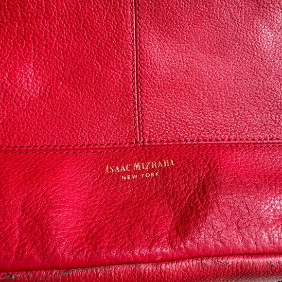 Isaac Mizrahi Red Pebbled Leather Tote - Picture 2 of 7